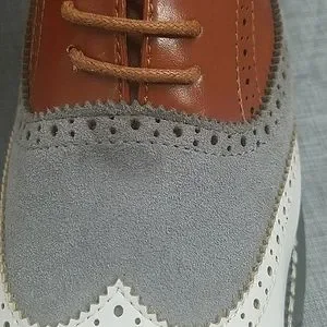 Weishimibang brogue Oxford shoe - white /brown/ gray leather men\'s sz 260 weishimibang | Shoes | Weishimibang Brogue Oxford Shoe White  main image 2